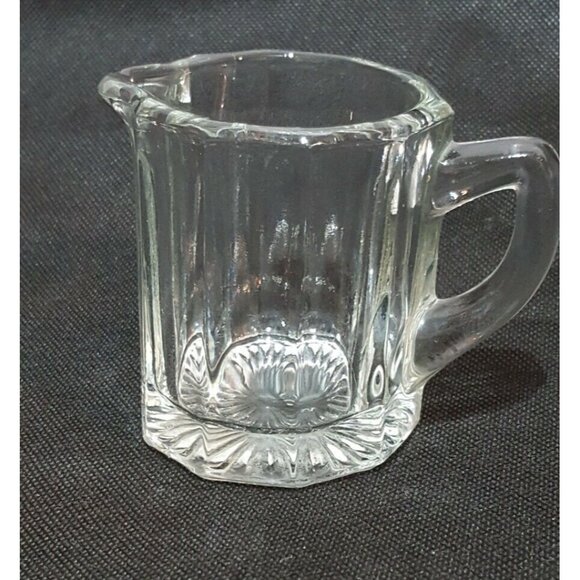 Vintage Clear Glass CREAMER Pitcher Small 3" Heavy - Picture 2 of 8